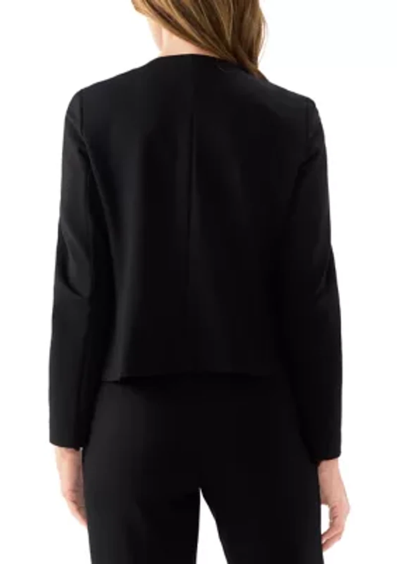 Women's Short Jewel Neck Button Front Jacket