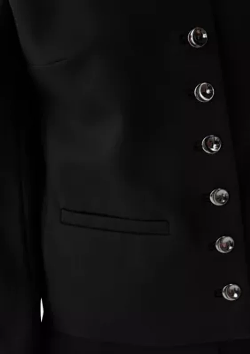 Women's Short Jewel Neck Button Front Jacket