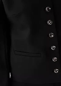 Women's Short Jewel Neck Button Front Jacket