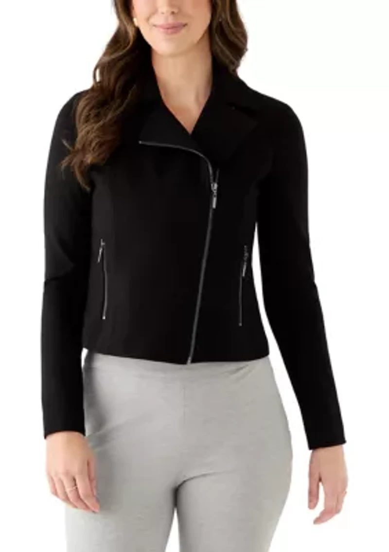 Women's Moto Jacket with Zipper Pockets