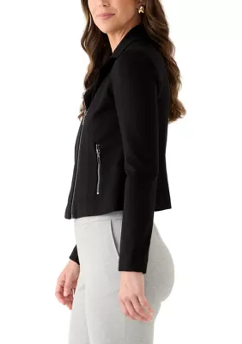 Women's Moto Jacket with Zipper Pockets
