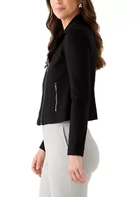 Women's Moto Jacket with Zipper Pockets