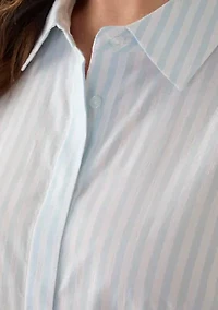 Plus Opal Blue Long Sleeve Button Front Shirt