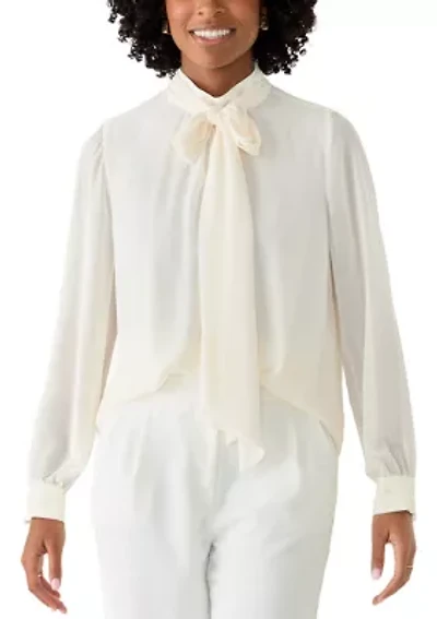 Women's High Tie Neck Blouse