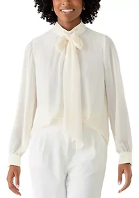 Women's High Tie Neck Blouse