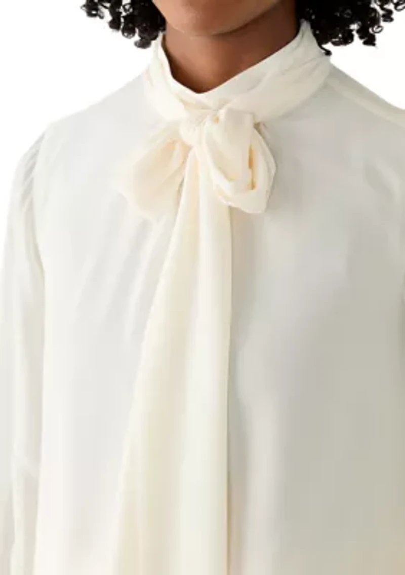 Women's High Tie Neck Blouse