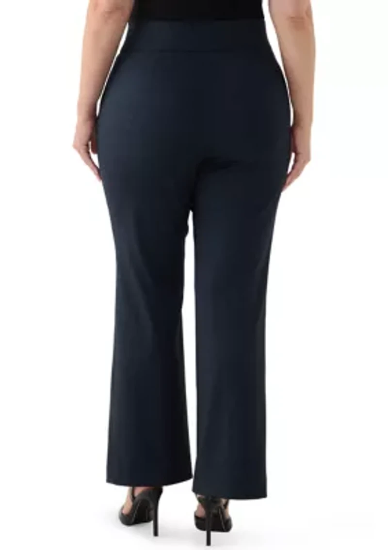 Plus Mid Blue Boot Leg Denim Compression Trousers