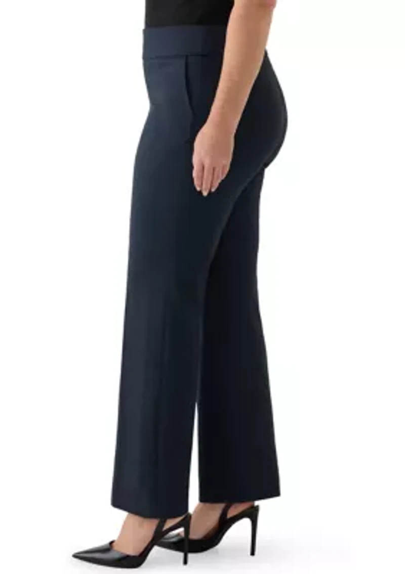 Plus Mid Blue Boot Leg Denim Compression Trousers