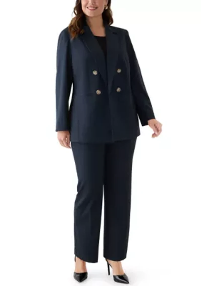 Plus Mid Blue Boot Leg Denim Compression Trousers