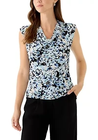 Women's Cowl Neck Print Blouse