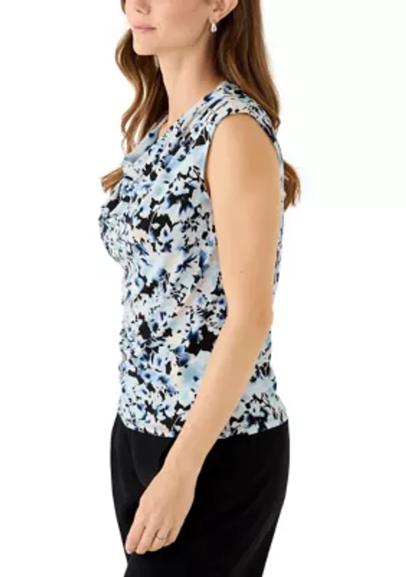 Women's Cowl Neck Print Blouse