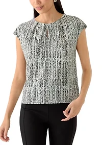 Petite Cap Sleeve Print Blouse