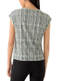 Petite Cap Sleeve Print Blouse