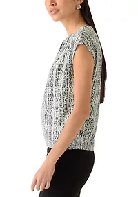 Petite Cap Sleeve Print Blouse