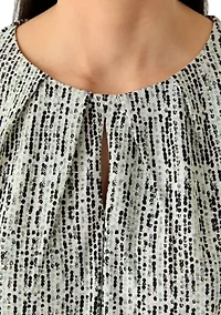 Petite Cap Sleeve Print Blouse