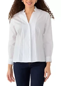 Petite Notch Collar Poplin Shirt