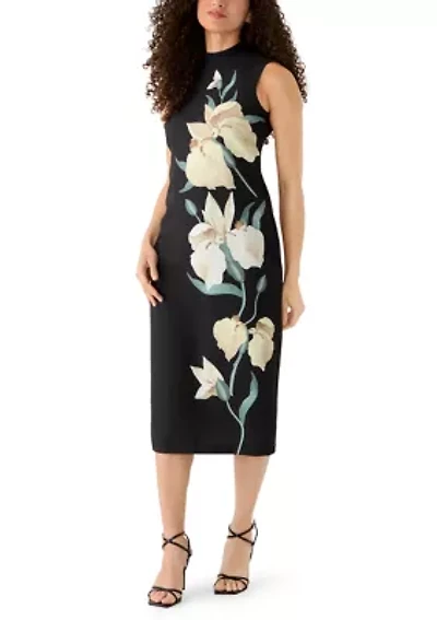 Petite Sleeveless Mock Neck Midi Dress