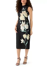 Petite Sleeveless Mock Neck Midi Dress