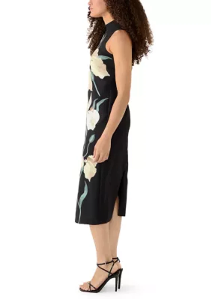 Petite Sleeveless Mock Neck Midi Dress