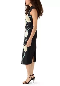 Petite Sleeveless Mock Neck Midi Dress