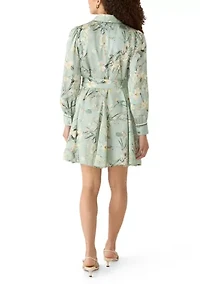 Petite Long Sleeve Godet Skirt Shirtdress