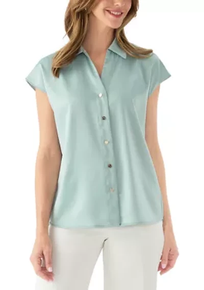Women's Drop Shoulder Button Front Top