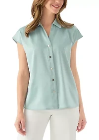 Women's Drop Shoulder Button Front Top