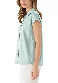 Women's Drop Shoulder Button Front Top