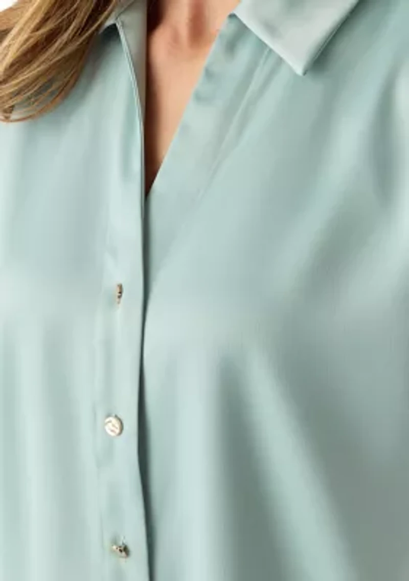 Women's Drop Shoulder Button Front Top