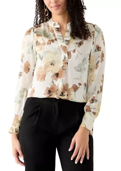 Women's V-Neck Pleat Front Blouse