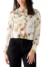 Women's V-Neck Pleat Front Blouse