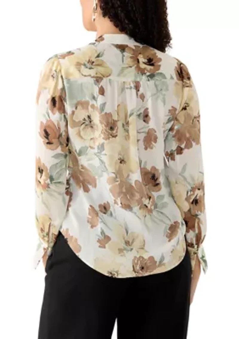 Women's V-Neck Pleat Front Blouse