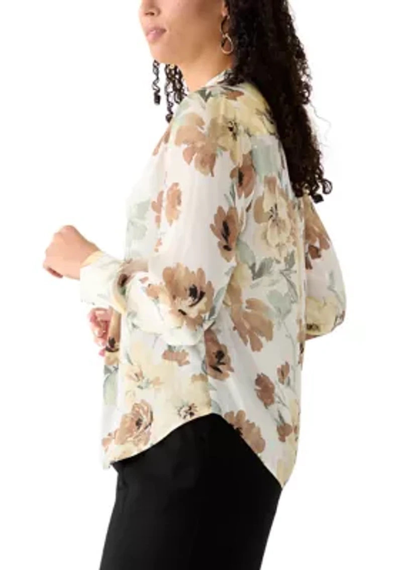 Women's V-Neck Pleat Front Blouse