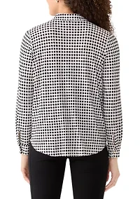 Petite Button Front Print Shirt