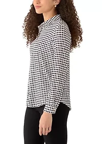 Petite Button Front Print Shirt