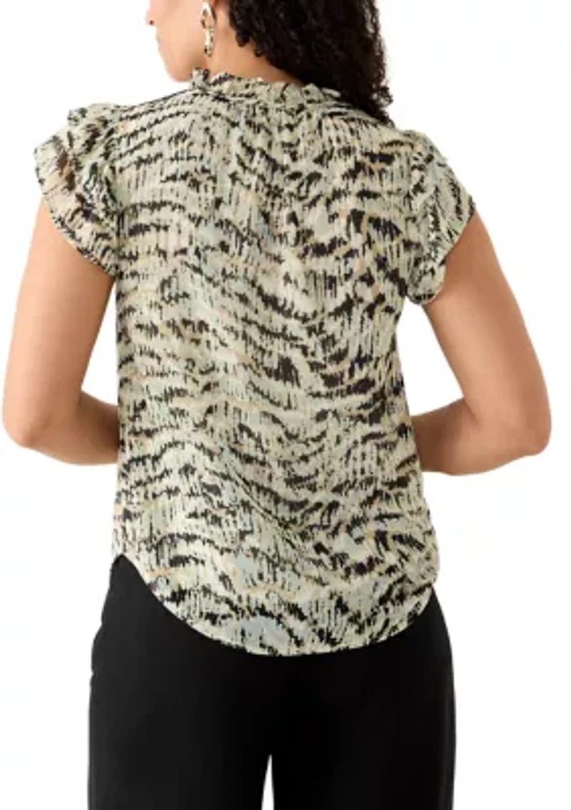 Women's Ruffle Sleeve Tie Blouse