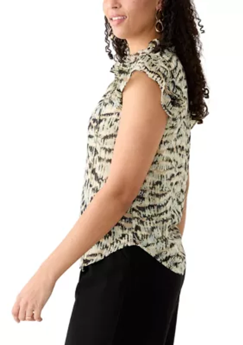 Women's Ruffle Sleeve Tie Blouse