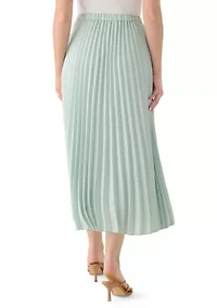 Women's Pull On Flat Front Belt Pleated Skirt