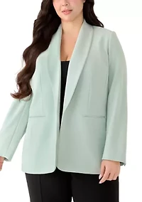 Plus Shawl Collar Open Front Jacket