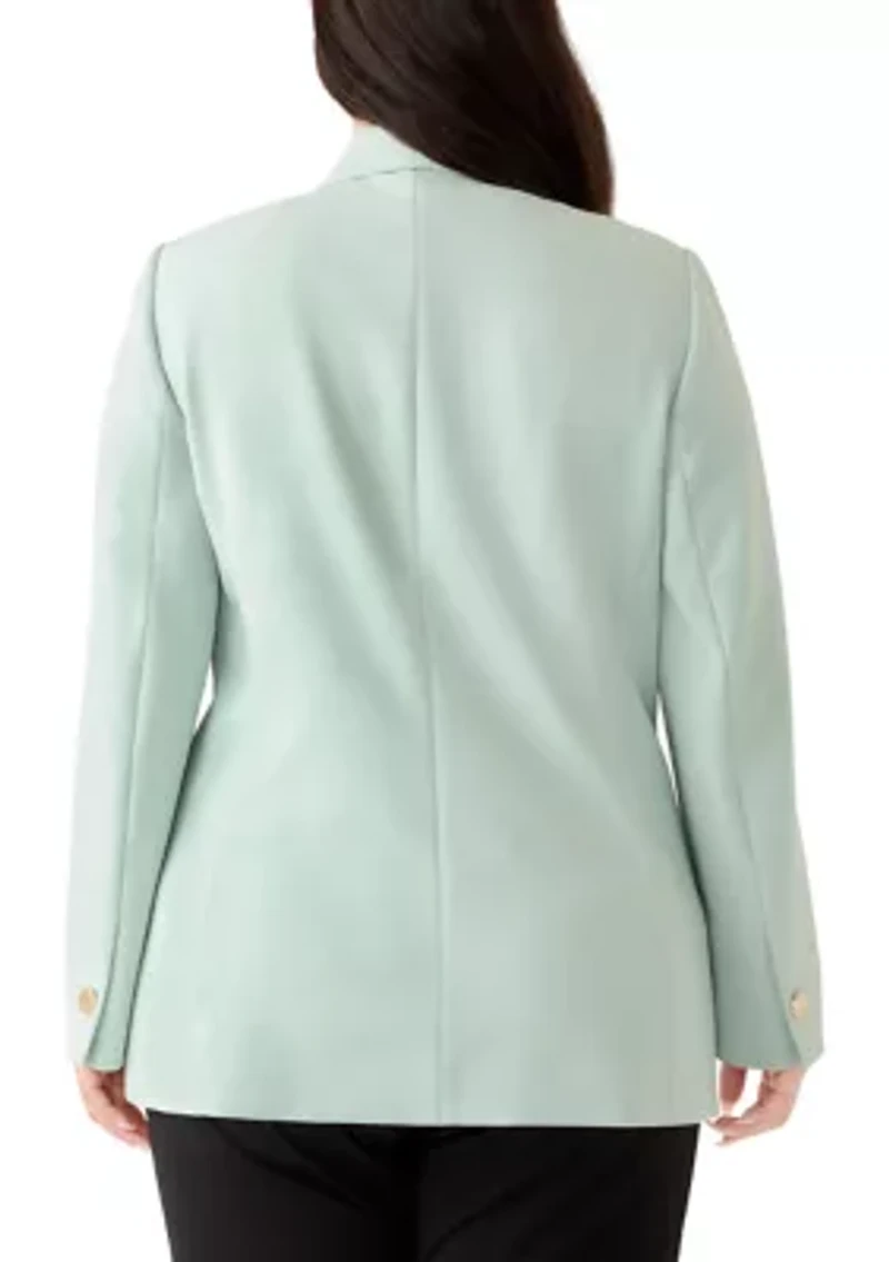 Plus Shawl Collar Open Front Jacket