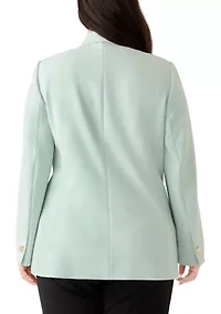 Plus Shawl Collar Open Front Jacket