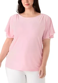 Plus Cascade Flutter Sleeve Top