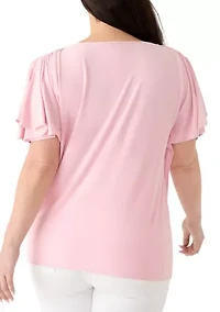 Plus Cascade Flutter Sleeve Top