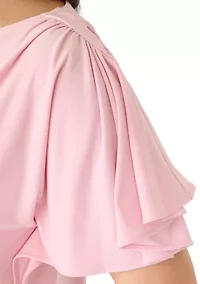 Plus Cascade Flutter Sleeve Top