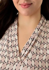 Plus Sleeveless Triple Pleat Printed Top