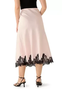 Petite Bias Flared Skirt with Lace Trim