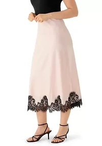 Petite Bias Flared Skirt with Lace Trim