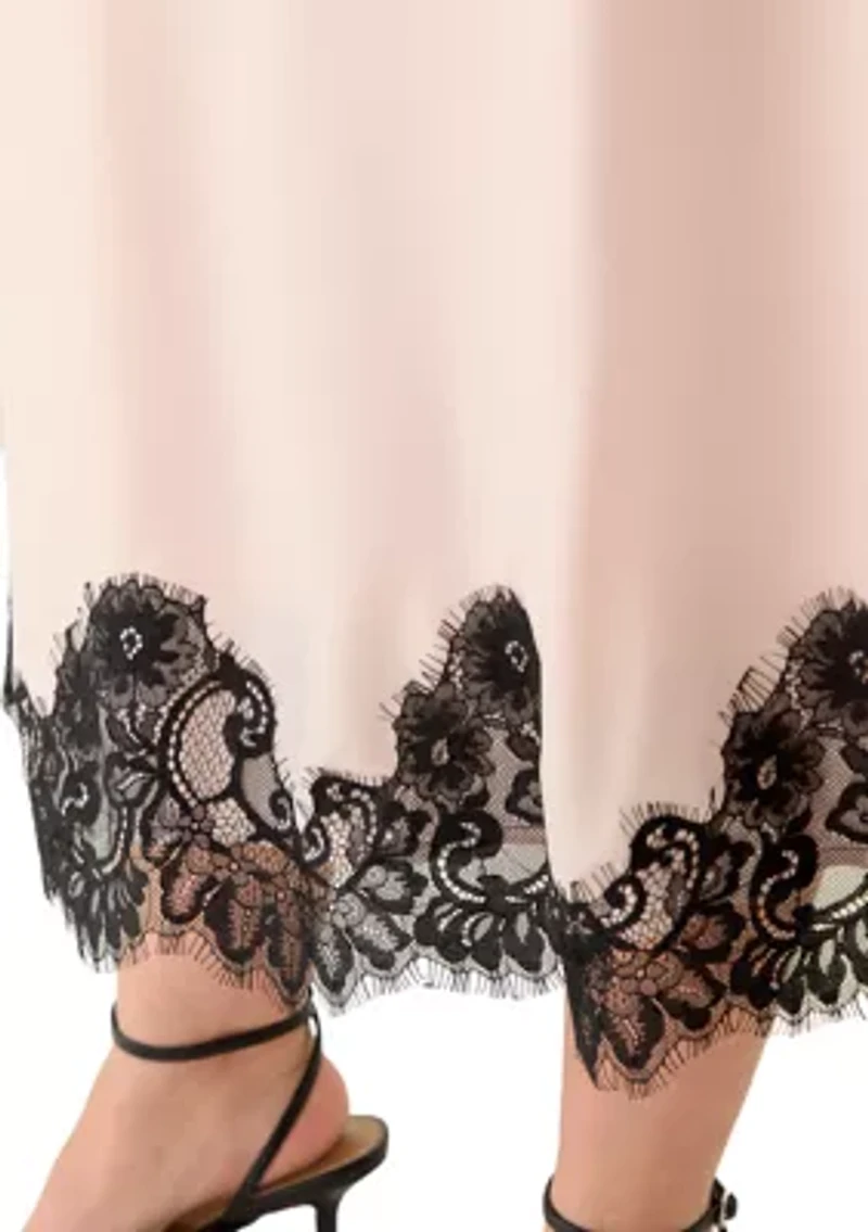 Petite Bias Flared Skirt with Lace Trim