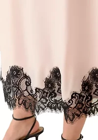 Petite Bias Flared Skirt with Lace Trim