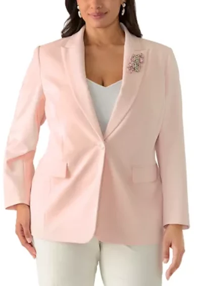 Plus Embellished One Button Lapel Jacket